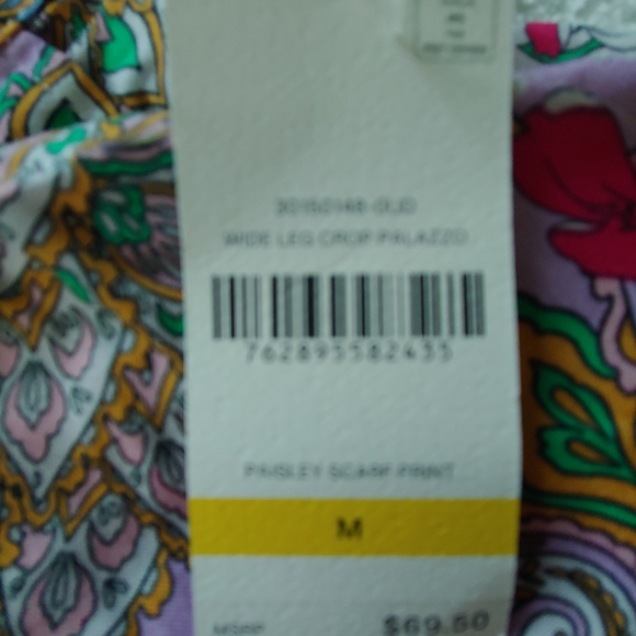 NWT Anne Klein Jeans Crop Wide Leg Palazzo Pants in Paisley Scarf Print - Size M - Picture 6 of 11